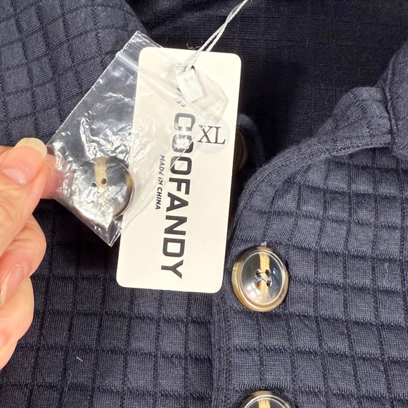 COOFANDY Men's Textured Polo Shirt Long Sleeve Casual Button Up Top Size XL - Picture 4 of 13